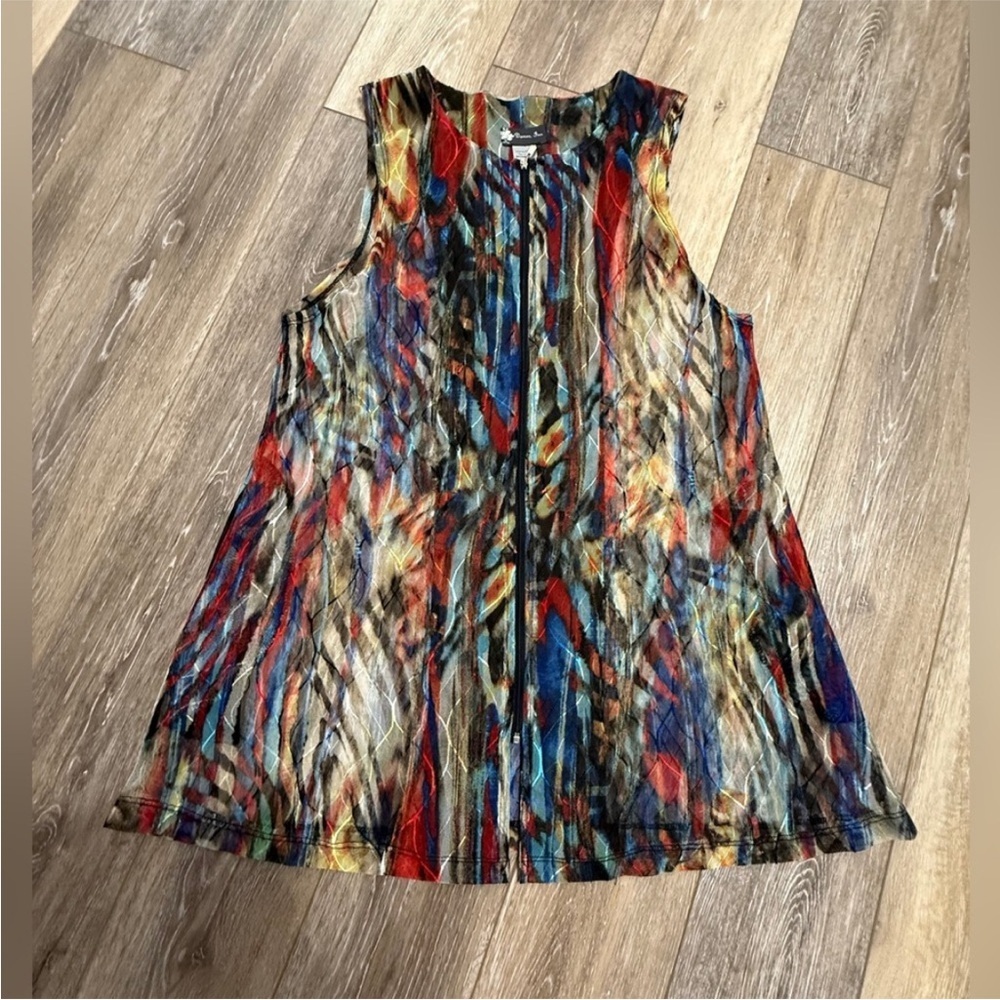 #12) NWOT INC International Concepts Colorful Abstract Sheer Vest Small - Picture 4 of 8
